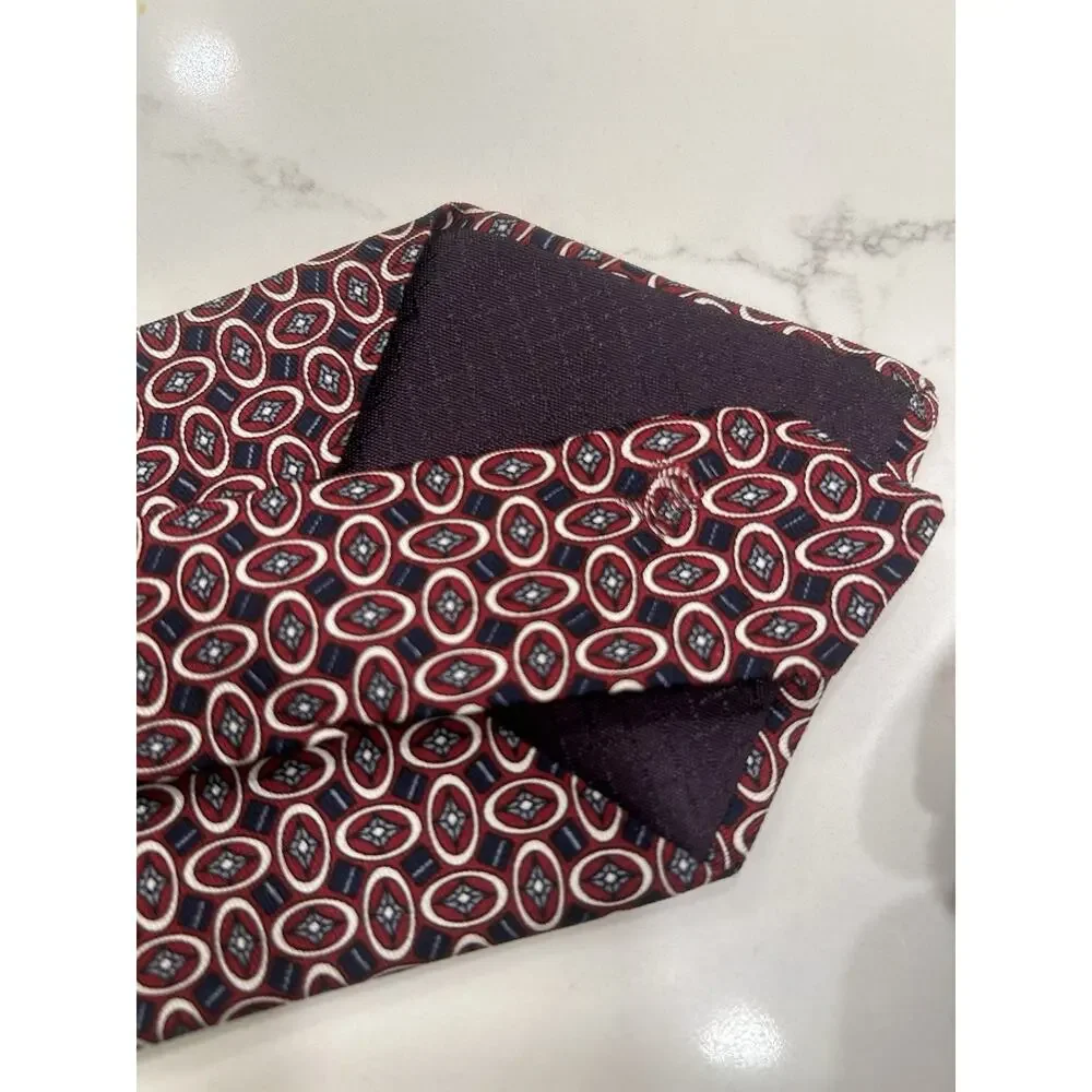 Vtg Christian Dior‎ Monsieur Men’s Tie 3.75” Red Geometric Italian Silk Fabric